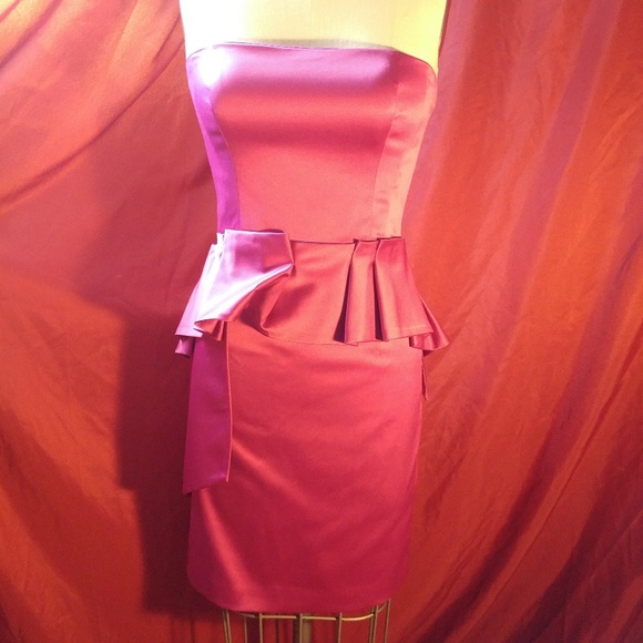 MAX & CLEO Strapless Peplum Dress, Aster, 4 - Picture 1 of 8